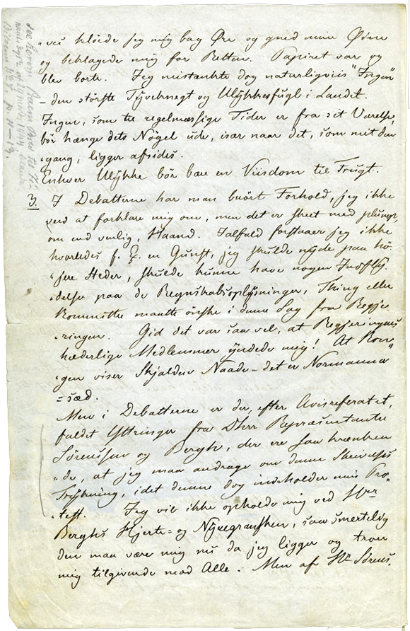 Svar på Bonnevies brev fra Wergeland 24. februar 1845